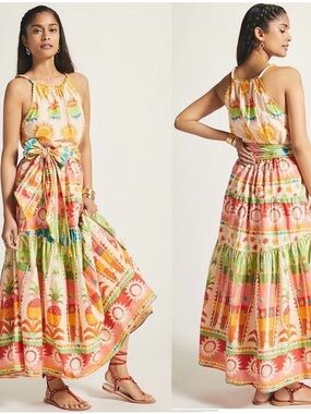 FARM Rio  Multi Print Halter Neck Maxi Dress XS